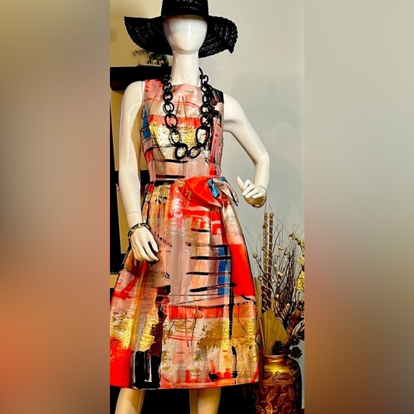 Dresses & Skirts - Elegant Multicolor Dress with Red Accents